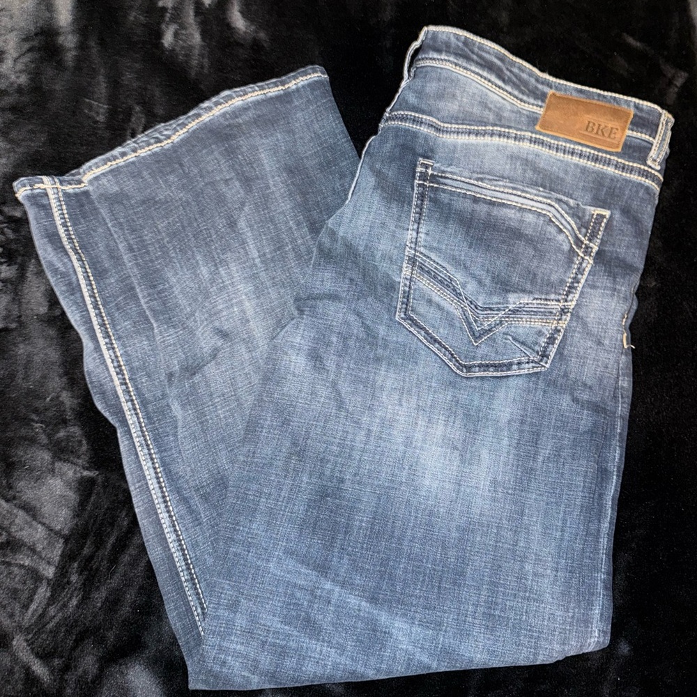 BKE Men's Dark Wash Bootcut Jeans